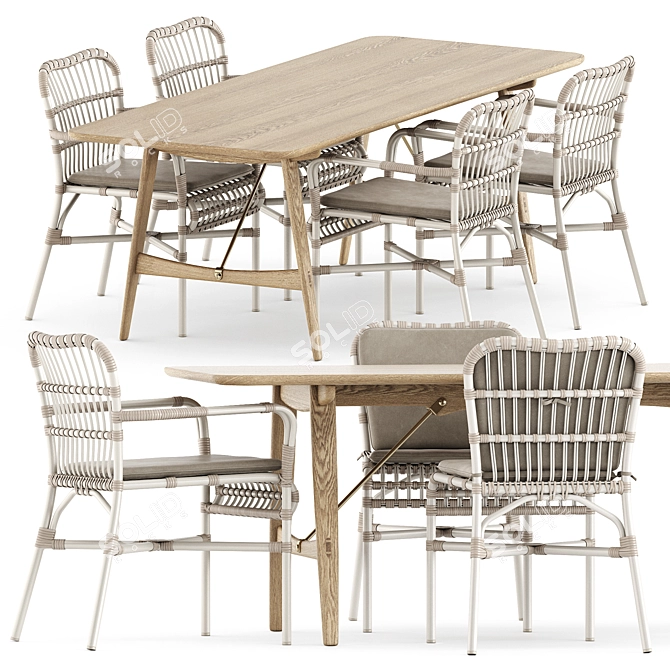 Modern Outdoor Dining Set: Lucy Chairs & BM1160 Table 3D model image 1