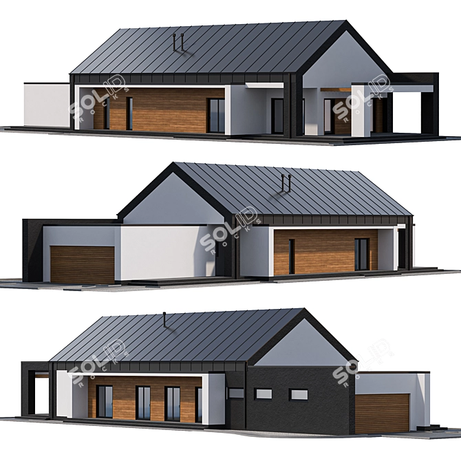 Modern Single-Story Cottage with Land 3D model image 2