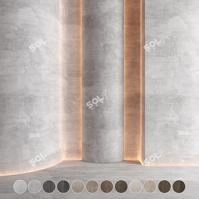  Seamless Decorative Plaster: 12 Tones 3D model image 1