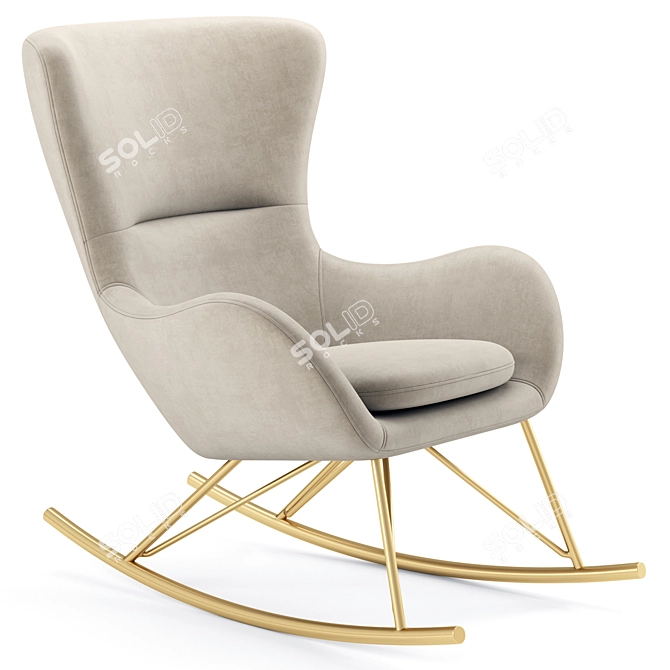 Elegant Velvet Rocking Chair Scamby 3D model image 1