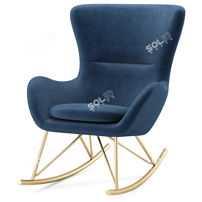 Elegant Velvet Rocking Chair Scamby 3D model image 2