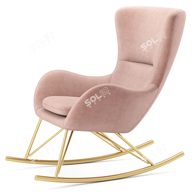 Elegant Velvet Rocking Chair Scamby 3D model image 5