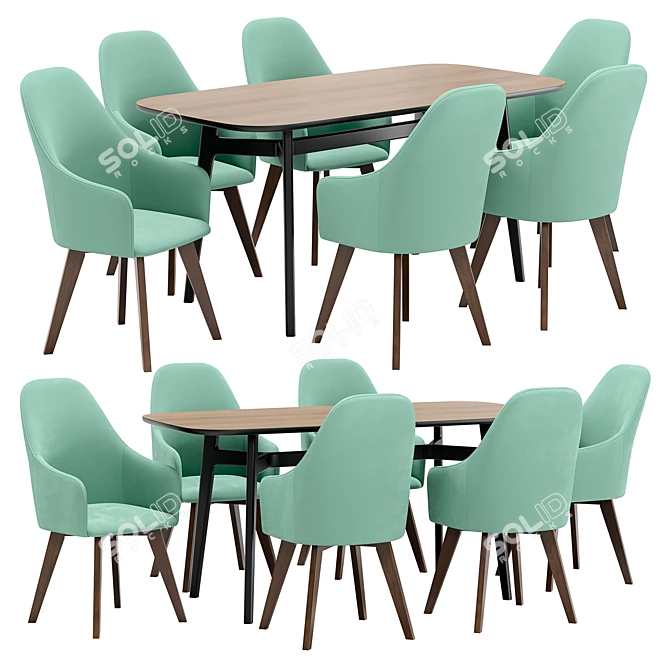 Modern Dining Set Dagny & Sinus 3D model image 1