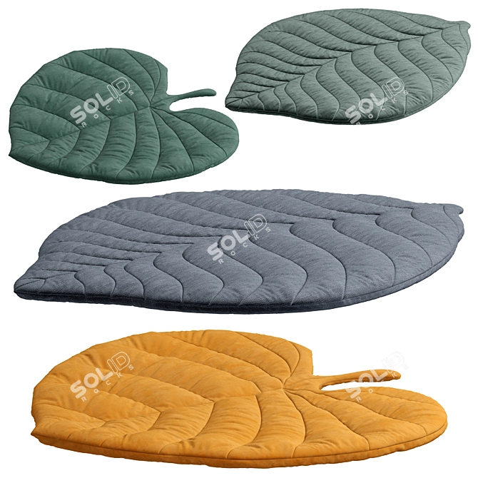 Kids Leaf Rug, 4 Colors 3D model image 1