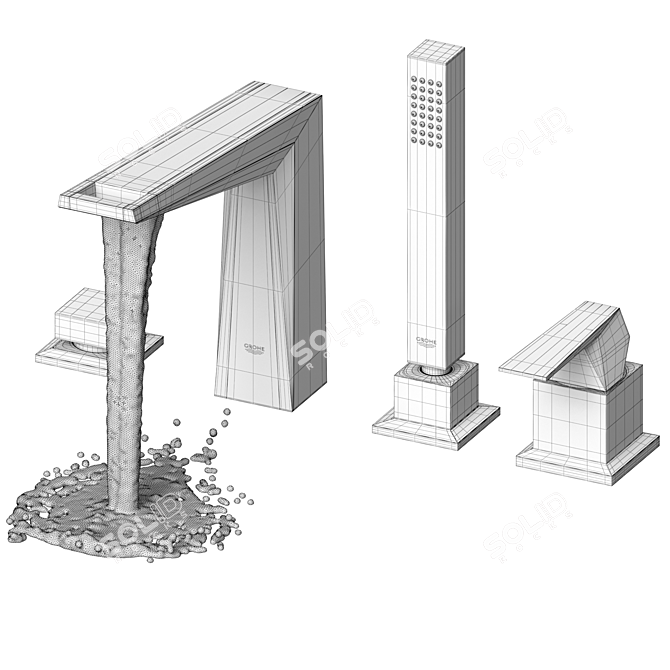 Elegance Height Basin Mixer 3D model image 4