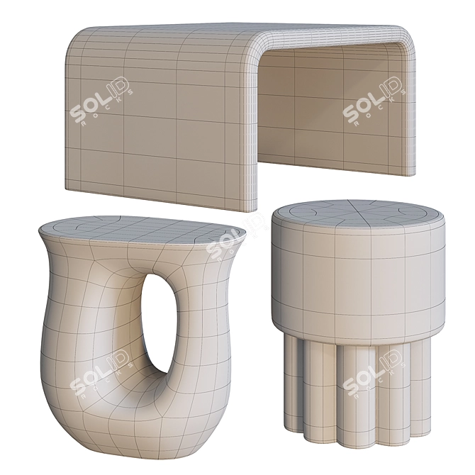 Mila Vera Ceramic Side Tables 3D model image 3