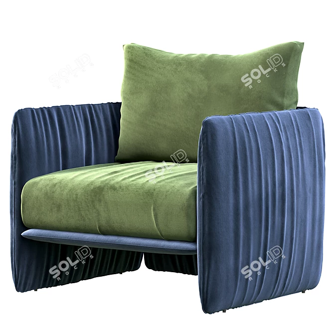 Stylish Miller Armchair With X-Factor 3D model image 2