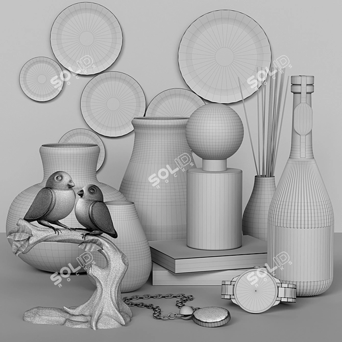 3D Decor Set with Vases 3D model image 2