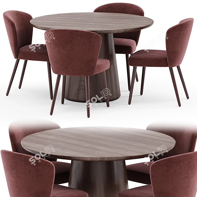 Stylish Aston Dining Set Ensemble 3D model image 1