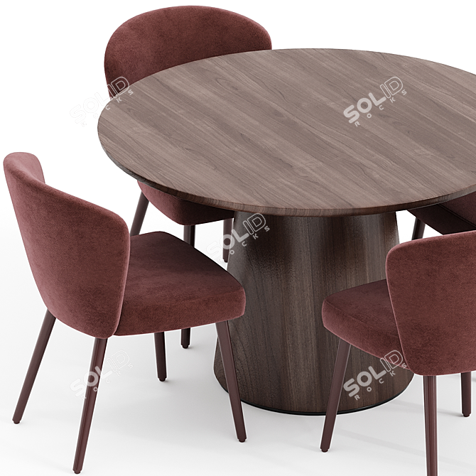 Stylish Aston Dining Set Ensemble 3D model image 2