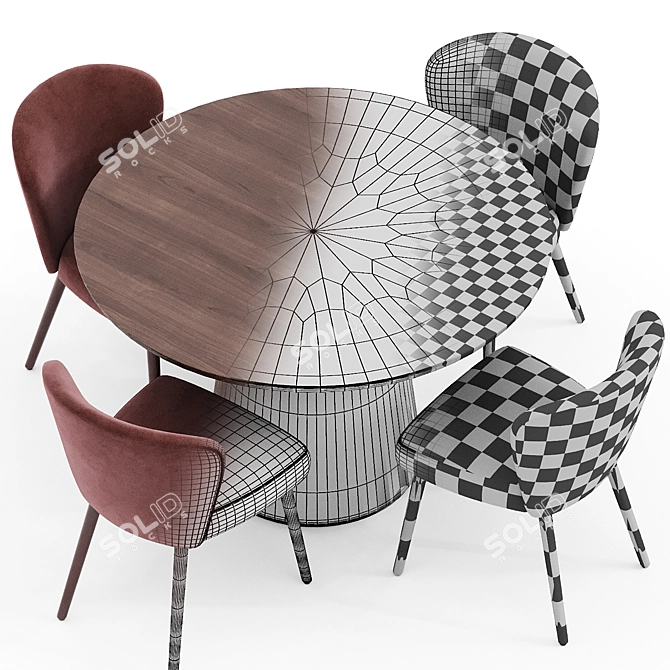 Stylish Aston Dining Set Ensemble 3D model image 3