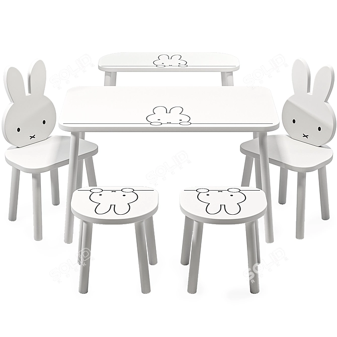 Miffy Scandinavian Kids Furniture Set 3D model image 1