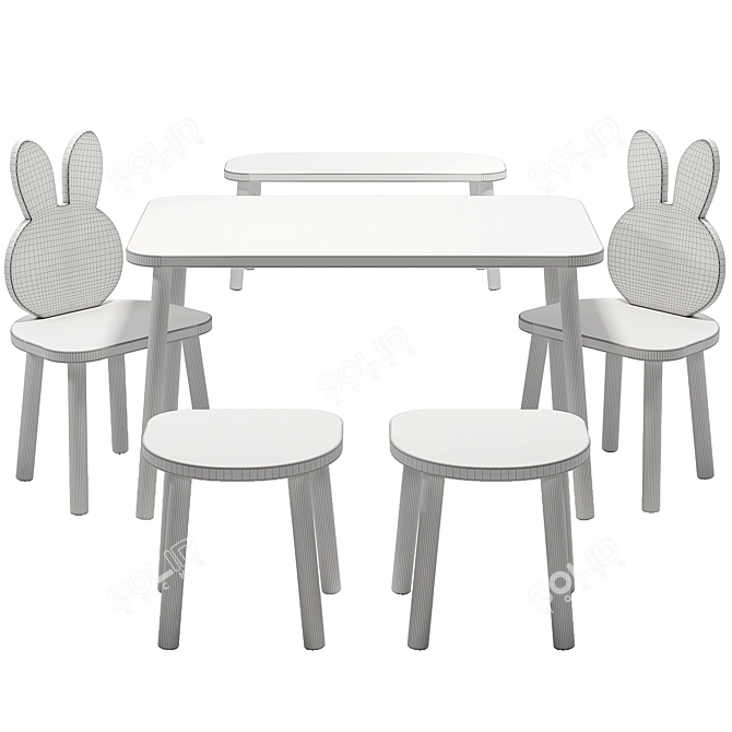 Miffy Scandinavian Kids Furniture Set 3D model image 3