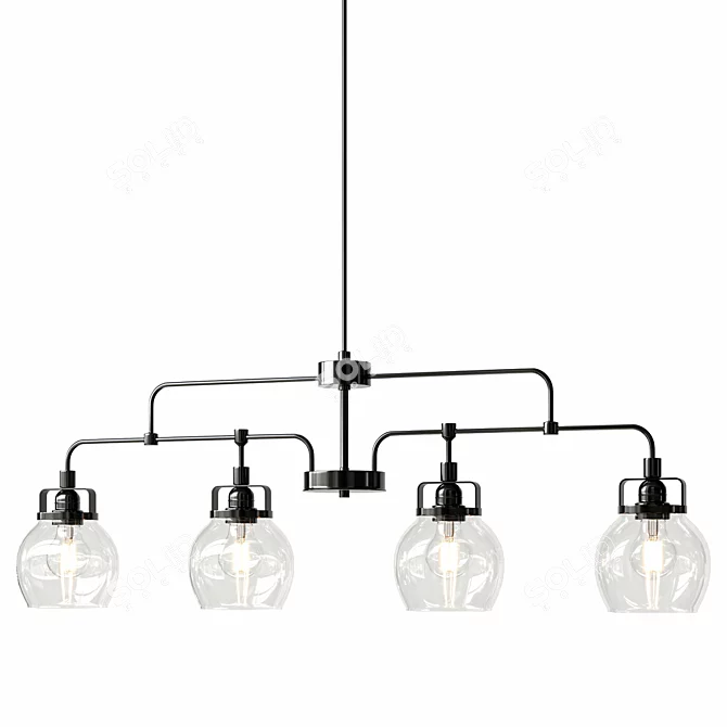 Sleek 4-Light Linear Pendant 3D model image 1