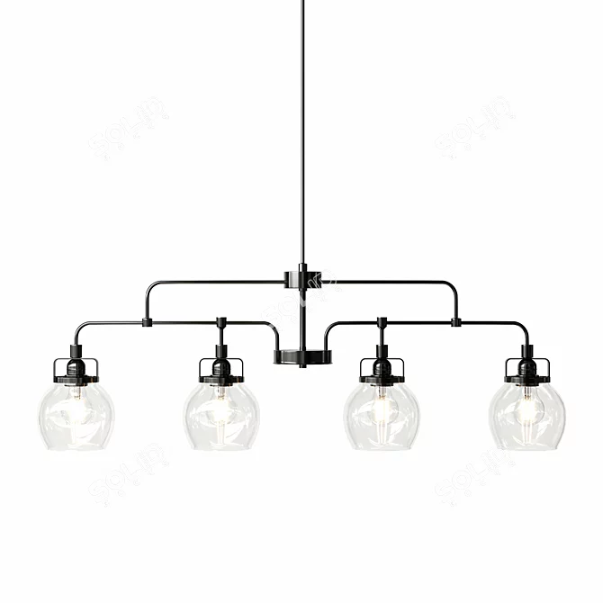 Sleek 4-Light Linear Pendant 3D model image 2
