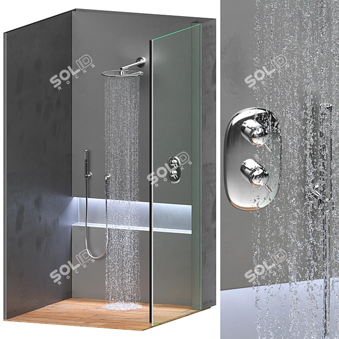 Black Shower Box - Sleek Design 3D model image 2