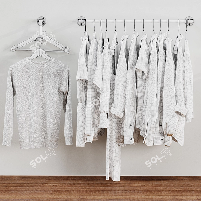 Loft Style Wall Wardrobe Clothes 3D model image 3