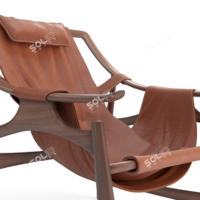 Vintage Brazilian Rocking Chair 3D model image 4