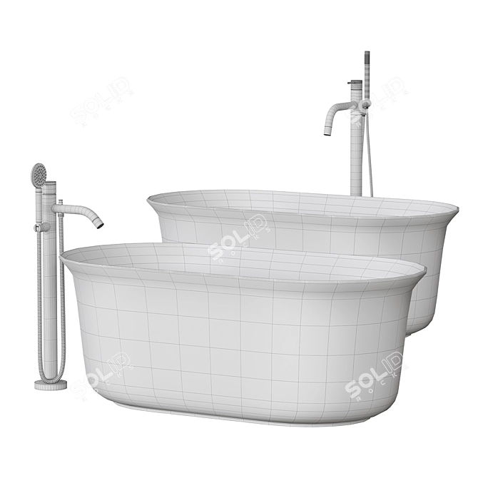 Petite Oval Freestanding Ceramic Bathtub 3D model image 4