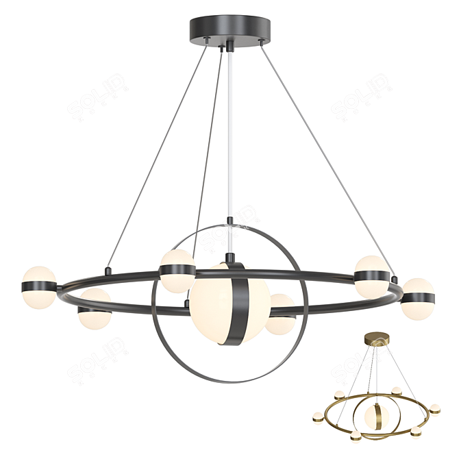 Modern LED Ring Chandelier Fixture 3D model image 1