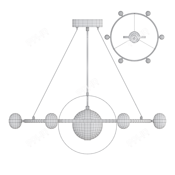 Modern LED Ring Chandelier Fixture 3D model image 4
