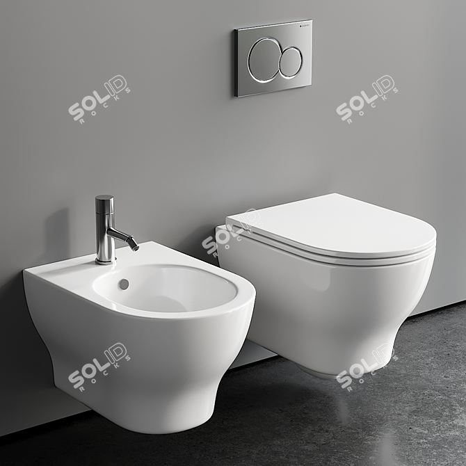 Speed Collection Wall-Hung Ceramic WC & Bidet 3D model image 1