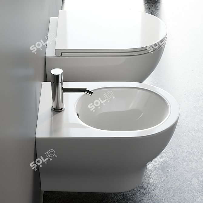 Speed Collection Wall-Hung Ceramic WC & Bidet 3D model image 2