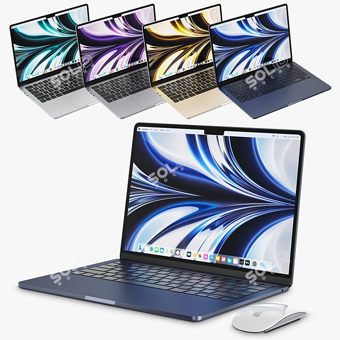 Apple MacBook Air M2 2022 Render-Compatible 3D model image 1