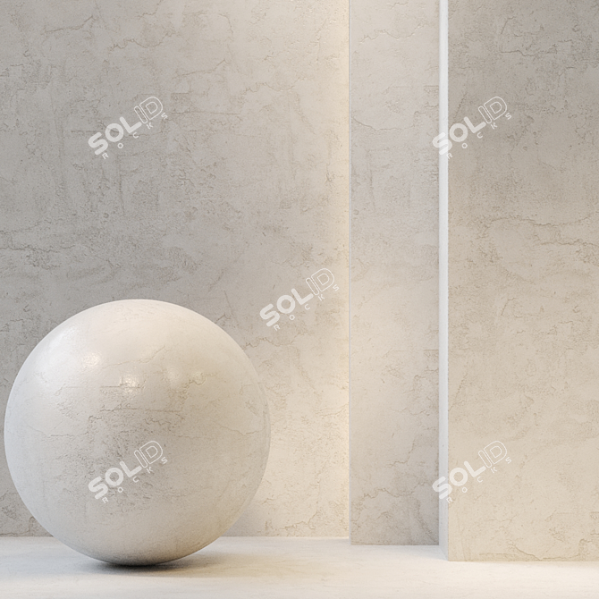 Stylish Cracked Stucco Texture Set 3D model image 1