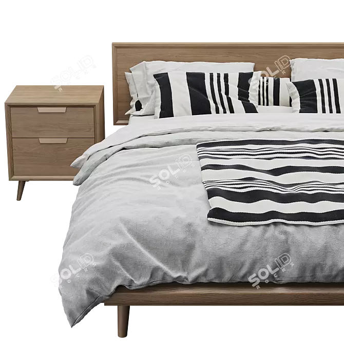 Asher Bed with Nightstands Set 3D model image 3
