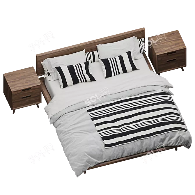 Asher Bed with Nightstands Set 3D model image 5