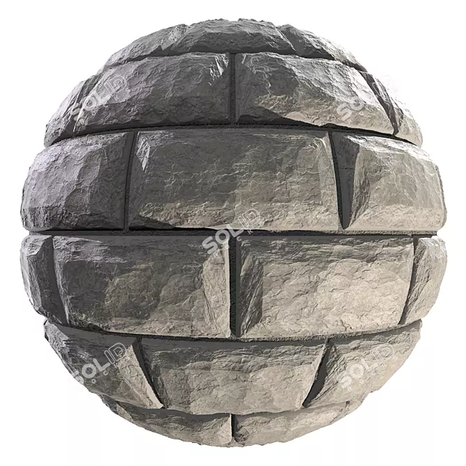 PBR Wild Stone Wall Material 3D model image 1