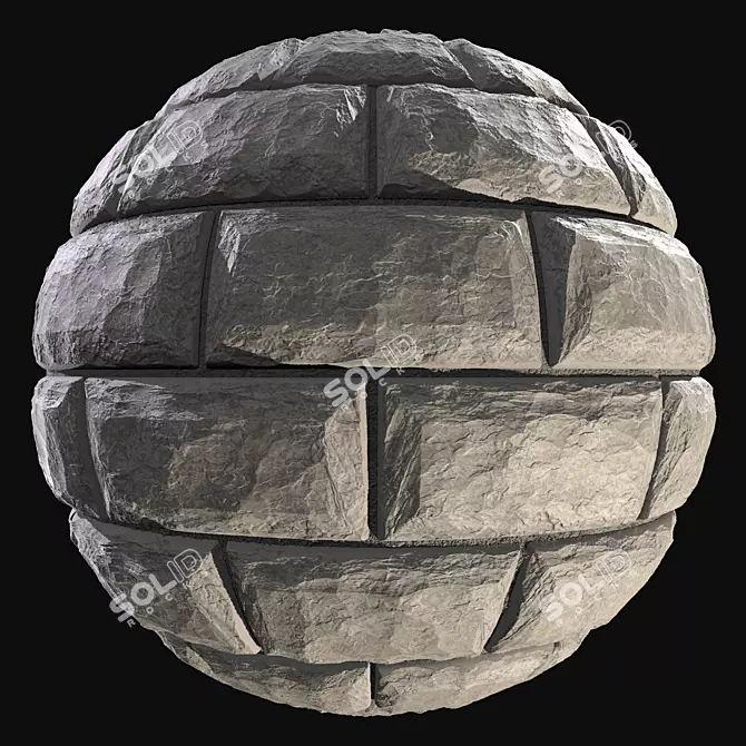 PBR Wild Stone Wall Material 3D model image 2