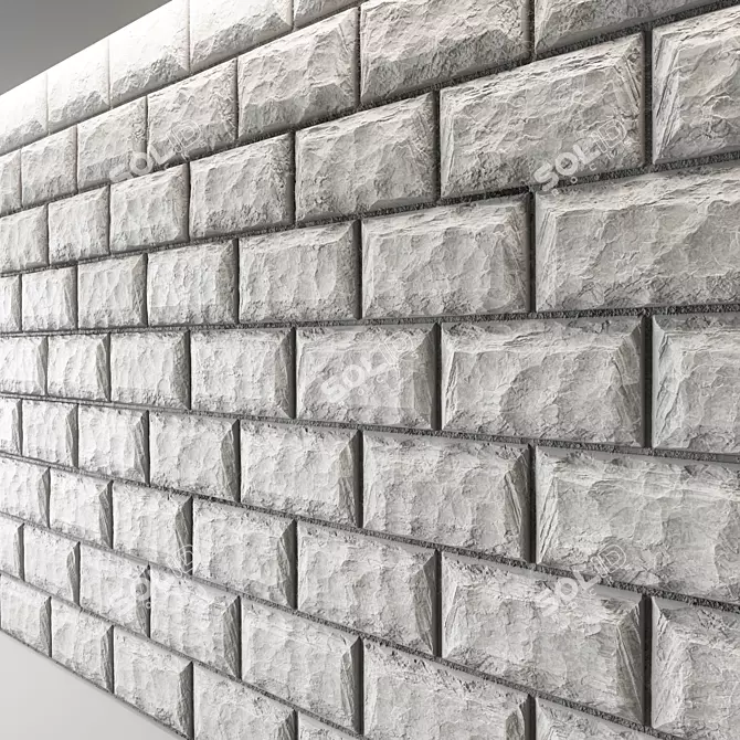 PBR Wild Stone Wall Material 3D model image 3