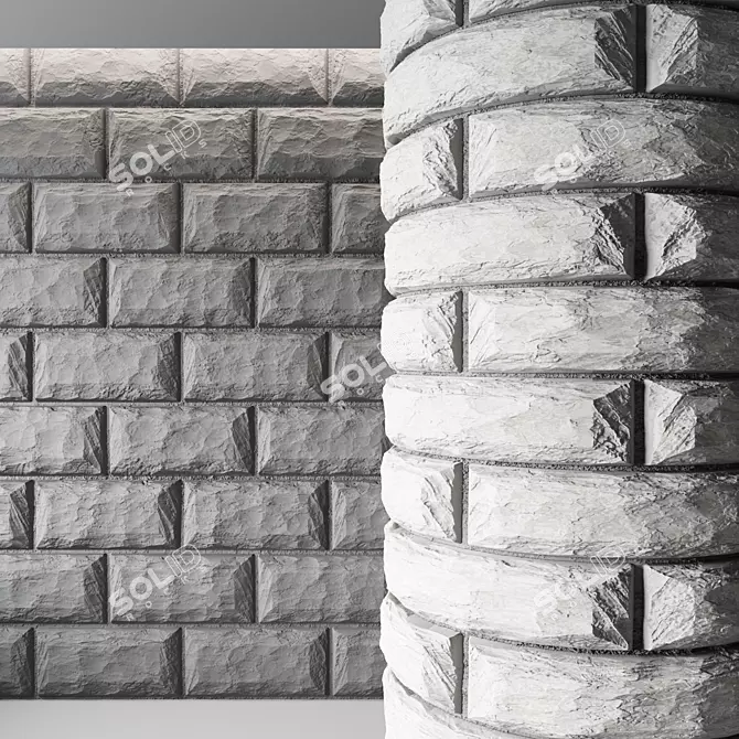 PBR Wild Stone Wall Material 3D model image 4