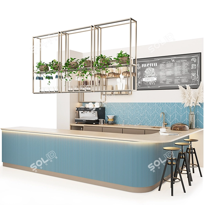 Modern Coffee Shop Setup Kit 3D model image 1