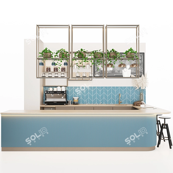 Modern Coffee Shop Setup Kit 3D model image 2