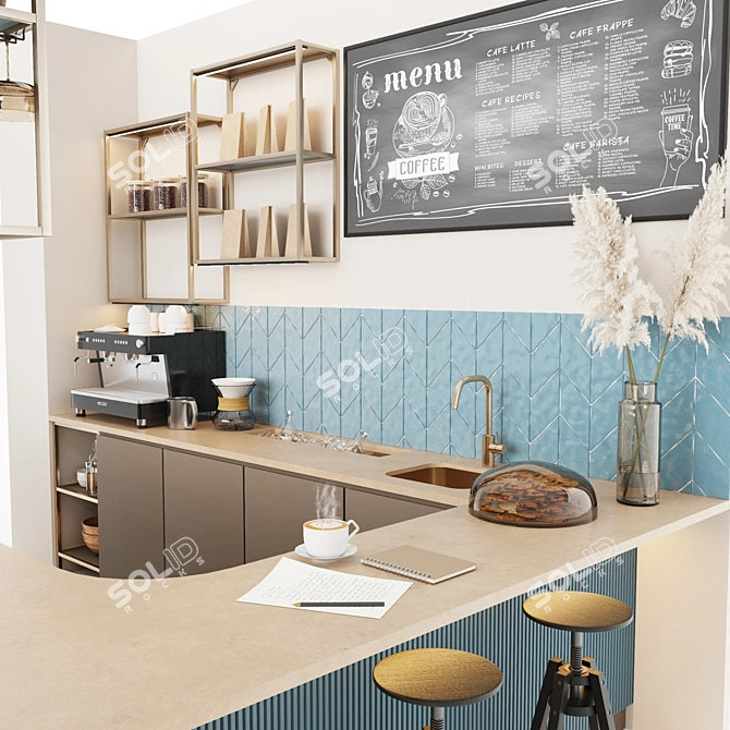 Modern Coffee Shop Setup Kit 3D model image 6