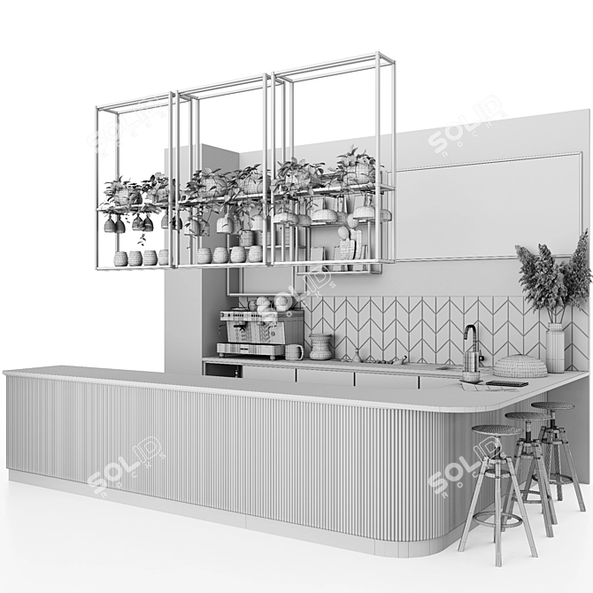 Modern Coffee Shop Setup Kit 3D model image 7