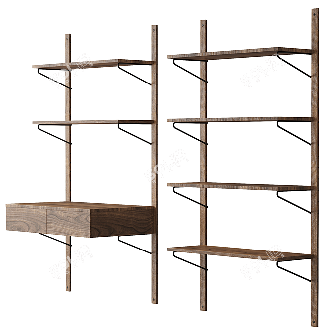 Jory Modular Walnut Furniture Set 3D model image 1