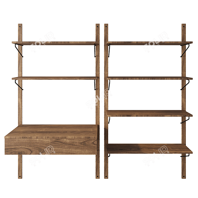 Jory Modular Walnut Furniture Set 3D model image 2