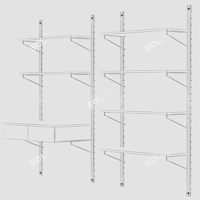 Jory Modular Walnut Furniture Set 3D model image 4