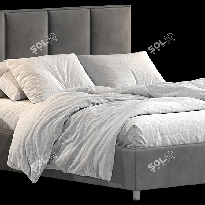 Modern Chocolate Charm Bed 3D model image 2