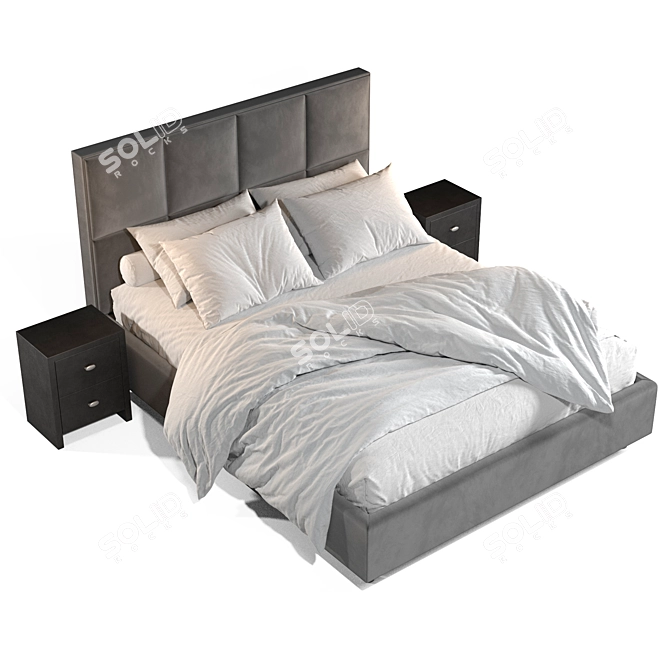 Modern Chocolate Charm Bed 3D model image 4