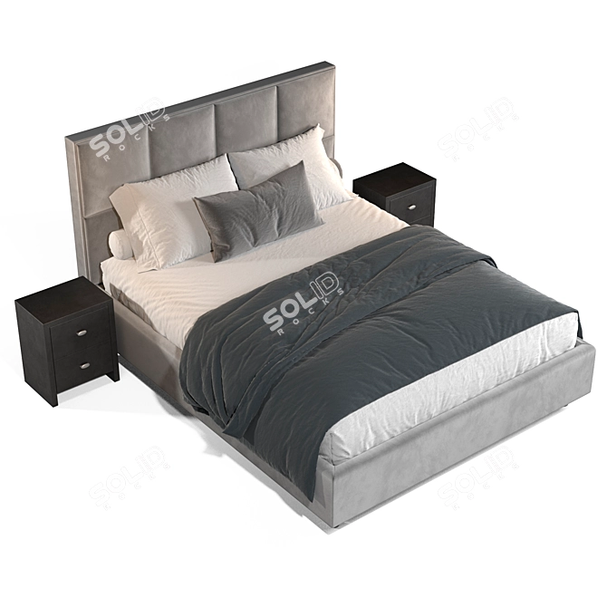 Modern Chocolate Charm Bed 3D model image 5