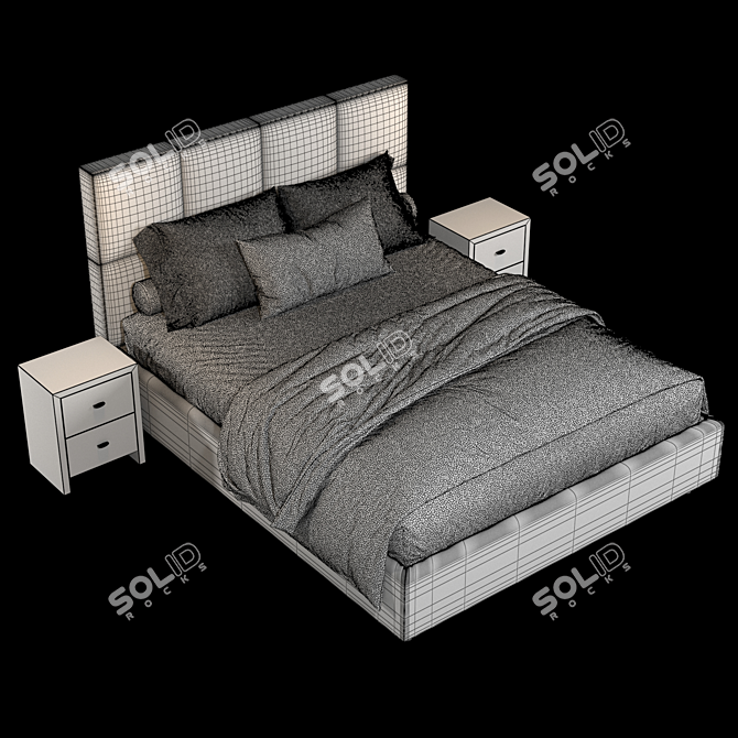 Modern Chocolate Charm Bed 3D model image 6