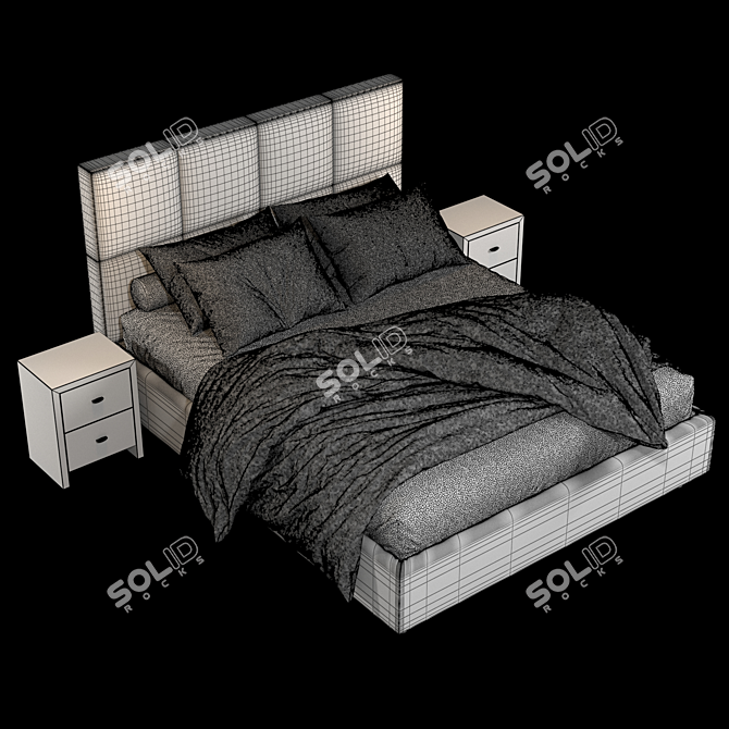 Modern Chocolate Charm Bed 3D model image 7