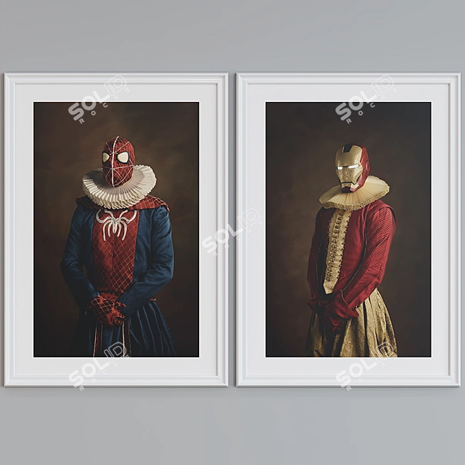 Superhero Portrait Picture Frame Set 3D model image 2
