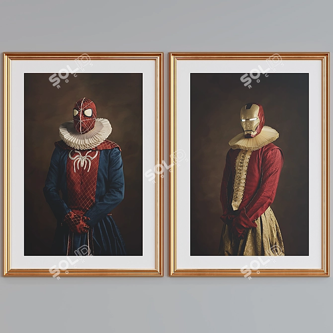 Superhero Portrait Picture Frame Set 3D model image 3