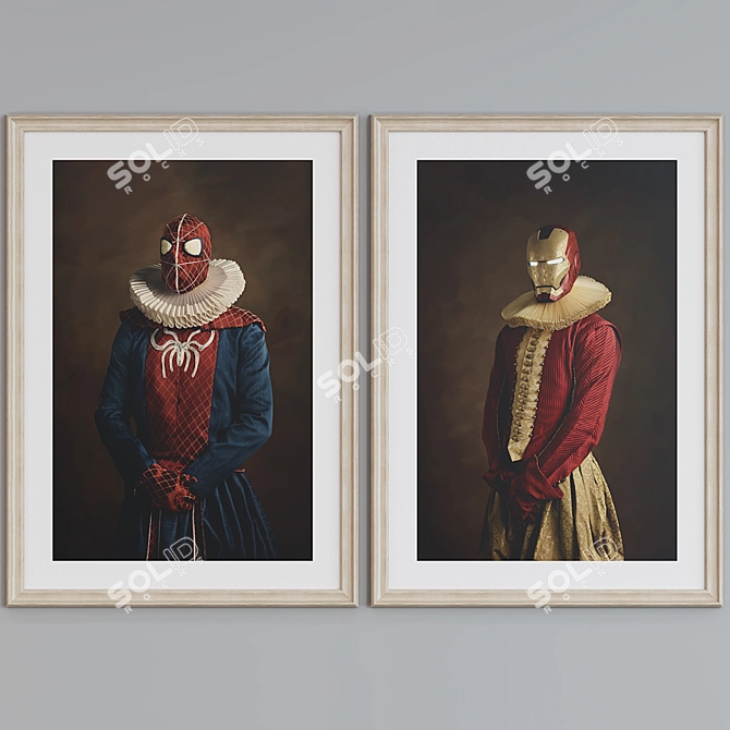 Superhero Portrait Picture Frame Set 3D model image 4